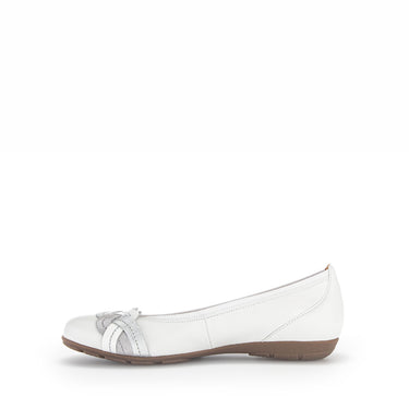 Ballerine blanc/argent en plain leather