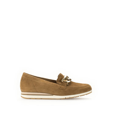 Ballerines cognac en cuir velours