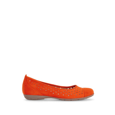 Ballerines orange en cuir velours