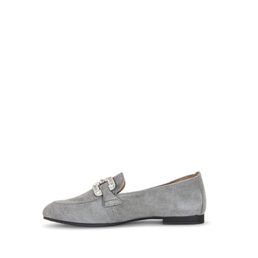 Mocassins gris en cuir velours