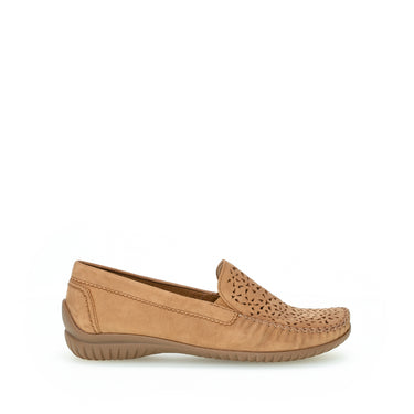 Mocassins cognac en cuir velours