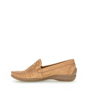 Mocassins cognac en cuir velours