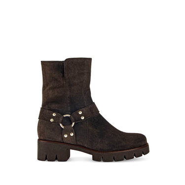 Bottines marron en cuir velours