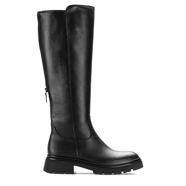 Bottes noires en combinaison cuir/textile