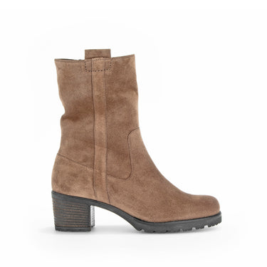 Bottines taupes en cuir velours