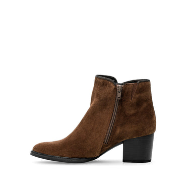 Bottines cognac en cuir velours