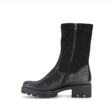 Bottines noires en cuir lisse et en velours