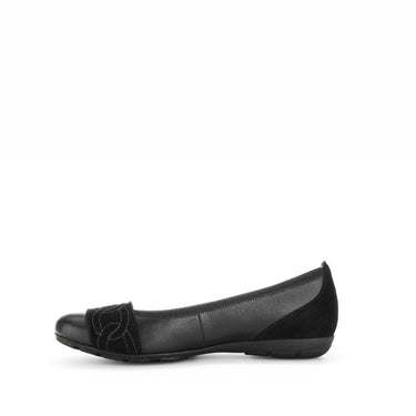 Ballerines noires en cuir lisse et en velours